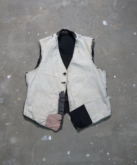 1940s French cotton stripe work gilet “pact work”