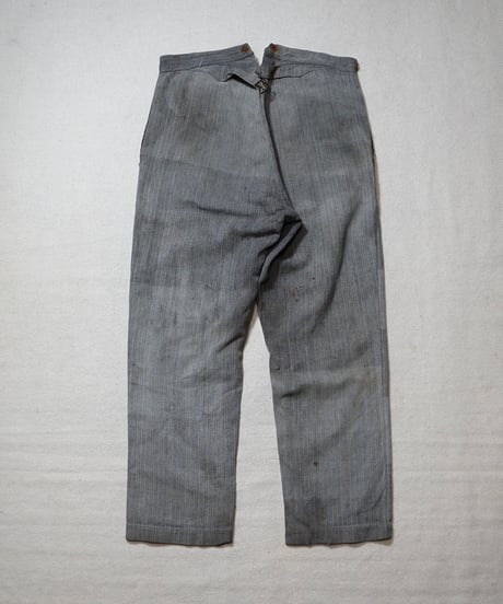 1930~40s French black chambray herringbone work pants