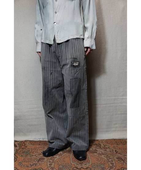 ~1940s French cotton stripe work pants