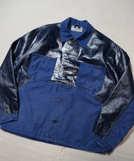 1960s Swedish PVC switching blue work jacket