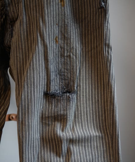 1950s French cotton stripe work trousers”boro”