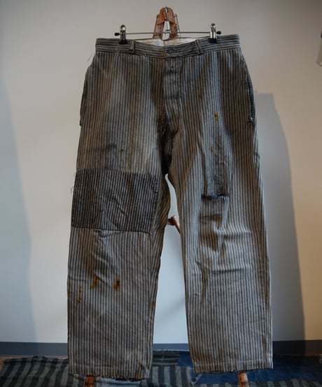 1950s French cotton stripe work trousers”boro”