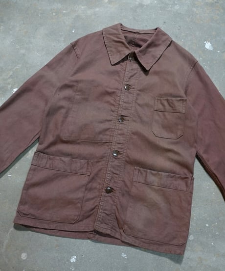 1960s French brown cotton twill work jacket