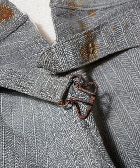 1930~40s French black chambray herringbone work pants