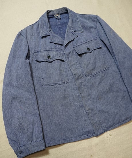 1950s Switzerland blue chambray work jacket