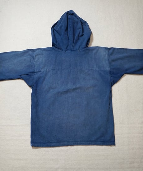 1960s French cotton serge hooded work smock