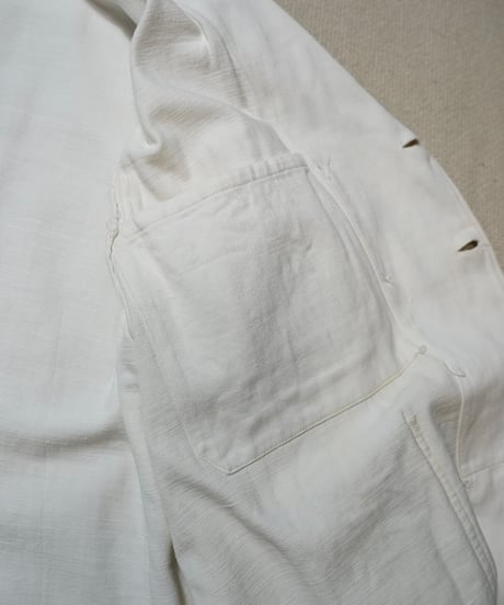 1940s French double breasted white moleskin work jacket
