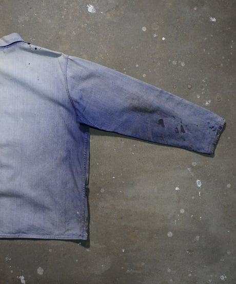 1960s French faded blue work jacket made in Vietnam “Lotus”