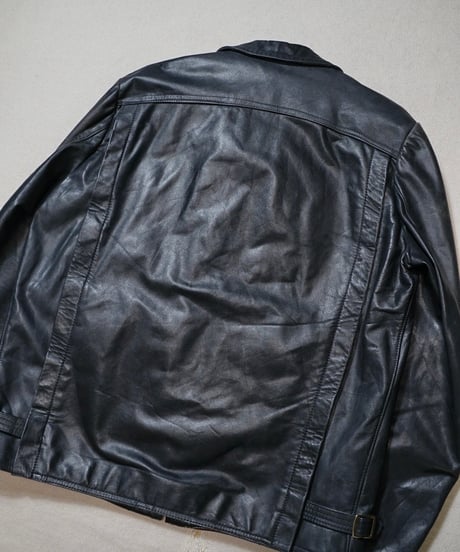 1960s German motocycle zip up leather jacket