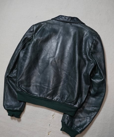 1950s German deep green motorcycle leather jacket