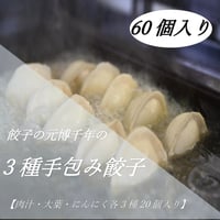 餃子の元博千年の3種手包み冷凍餃子60個入り(肉汁、大葉、にんにく)