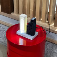 black white company lamp