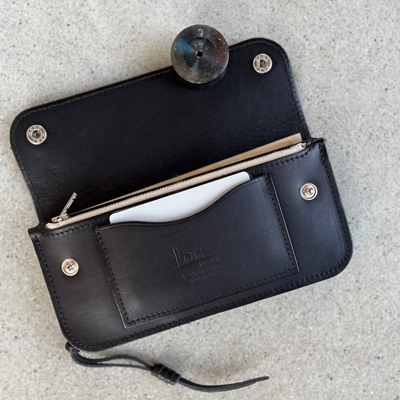 LW-05-BLK Tracker Wallet（ジャンパーホックボタン・ヌメ革） | kyo