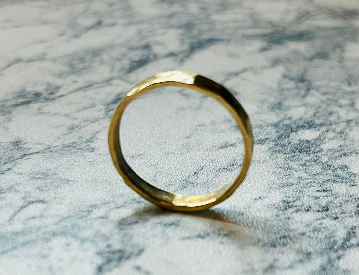09_真鍮 3mm 槌目フラットリング（サイズオーダー） | kyotani leather