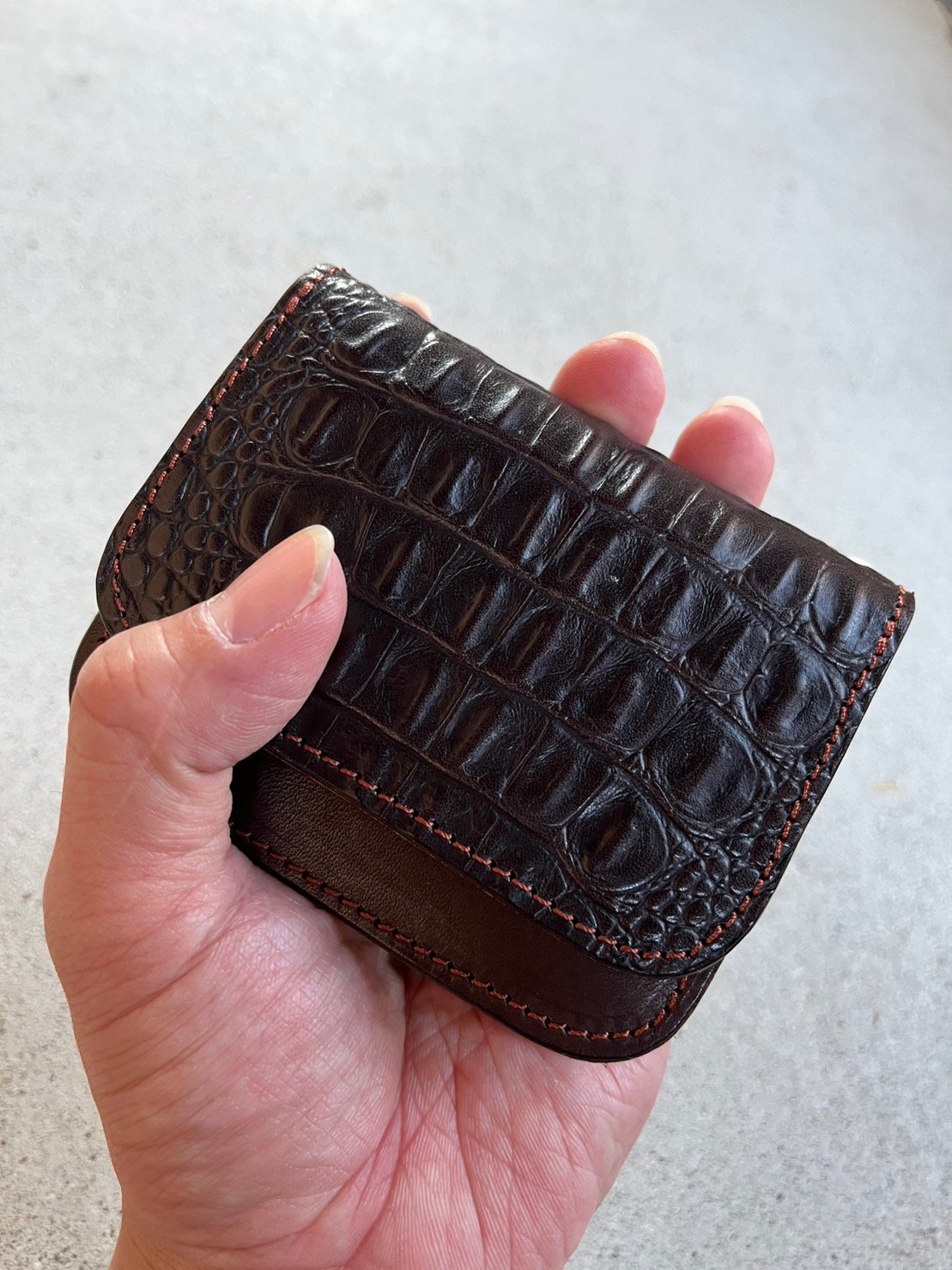 LW-02-DB Small Tracker Wallet（ミニウォレット）（型押しクロコダイ