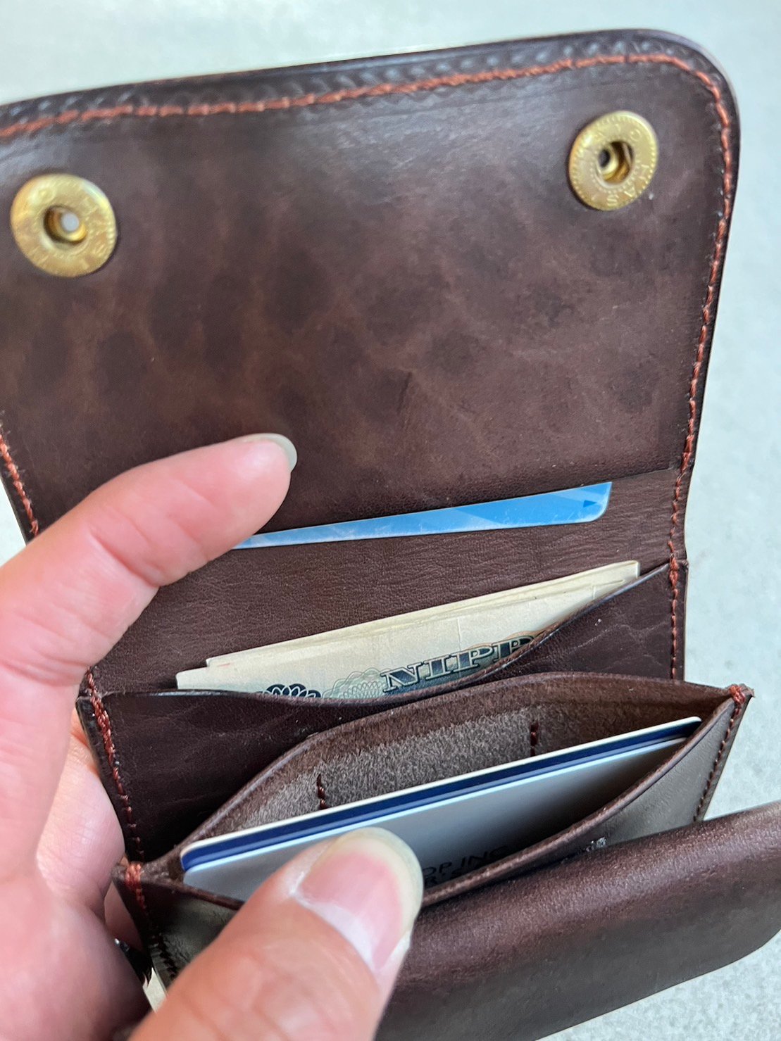牛革クロコ型押し　三つ折り　トラッカーウォレット　Newtype LW-02-DB Small Tracker Wallet（ミニウォレット）（型押しクロコダイ