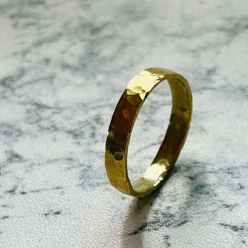 09_真鍮 3mm 槌目フラットリング（サイズオーダー） | kyotani leather