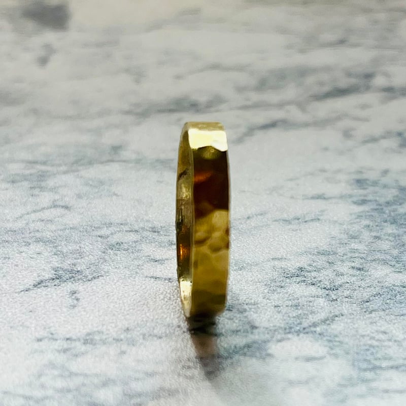 09_真鍮 3mm 槌目フラットリング（サイズオーダー） | kyotani leather