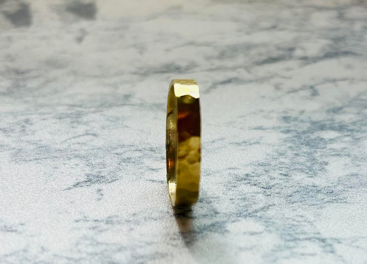 09_真鍮 3mm 槌目フラットリング（サイズオーダー） | kyotani leather