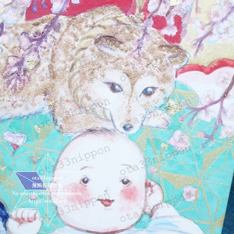 ペットの似顔絵オーダー（日本画）