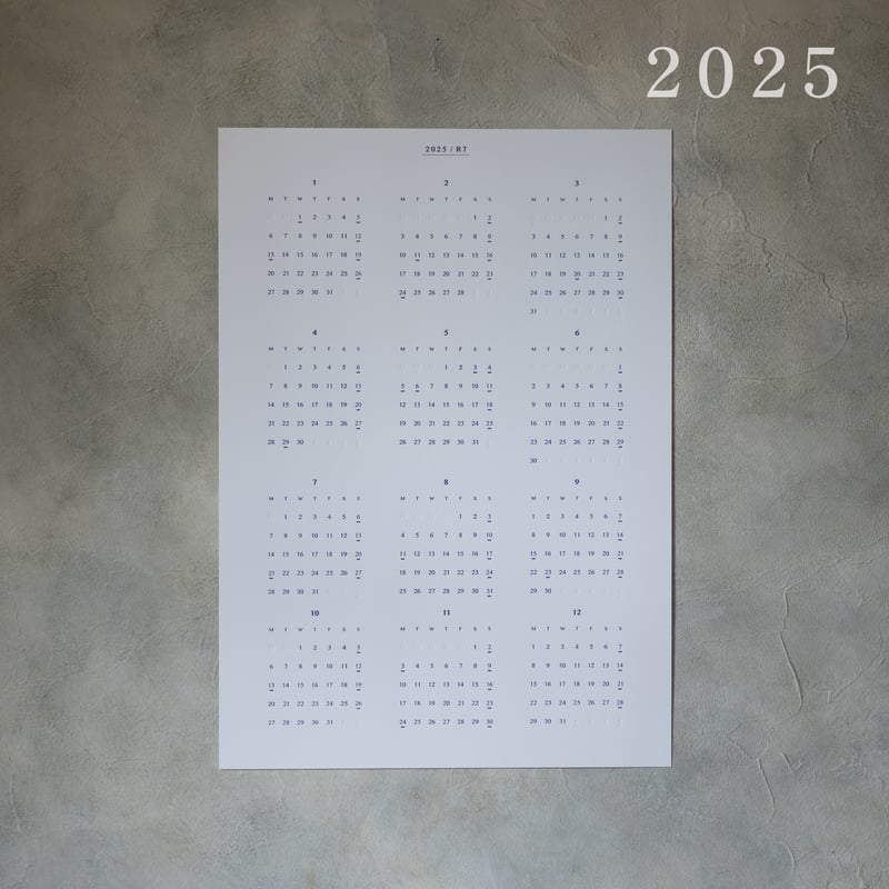 A3活版印刷カレンダー【2025】 | もちょ屋