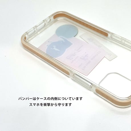 ★(PINK)iPhone17登場！クッションバンパークリアiPhoneケース（ステッカーデザイン）◆(イラストをお持ちの方限定商品)