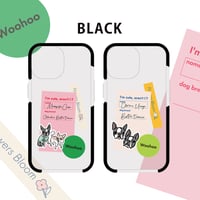 ★(BLACK)iPhone17登場！クッションバンパークリアiPhoneケース（ステッカーデザイン）◆(イラストをお持ちの方限定商品)