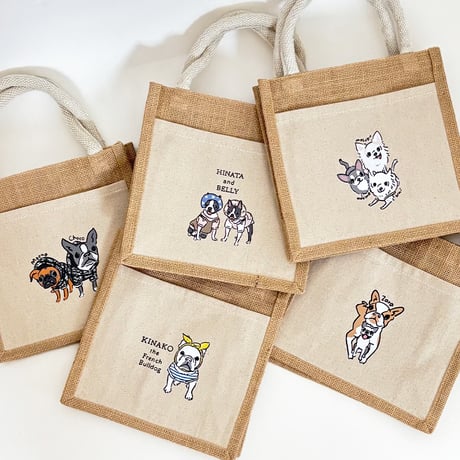 ▼ジュートキャンバスポケットバッグ(S)◆(イラストをお持ちの方限定商品)