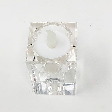 テーパー／ティーライトキャンドル 兼用スタンド【クリスタ キューブ L 高さ11.7cm】