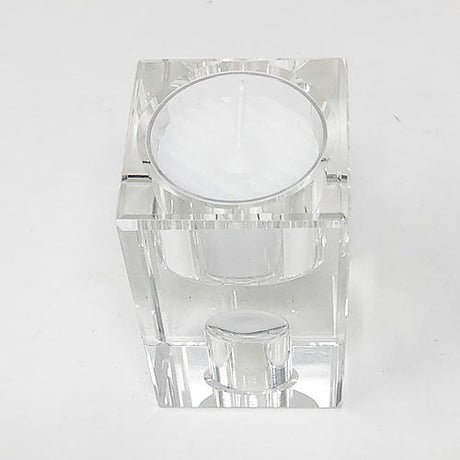テーパー／ティーライトキャンドル 兼用スタンド【クリスタ キューブ L 高さ11.7cm】