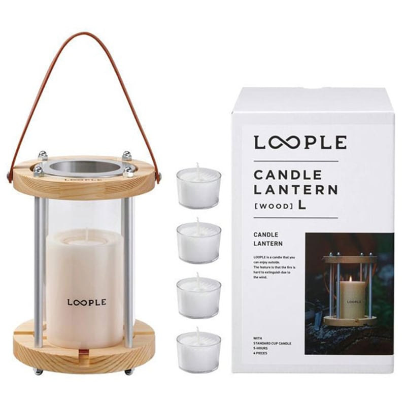 キャンドルランタン ウッド L キャンドルセット 【3色】LOOPLE