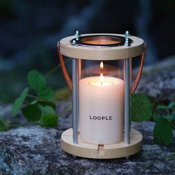 キャンドルランタン ウッド L キャンドルセット 【3色】LOOPLE