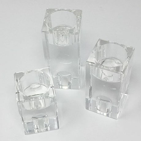 テーパー／ティーライトキャンドル 兼用スタンド【クリスタ キューブ L 高さ11.7cm】
