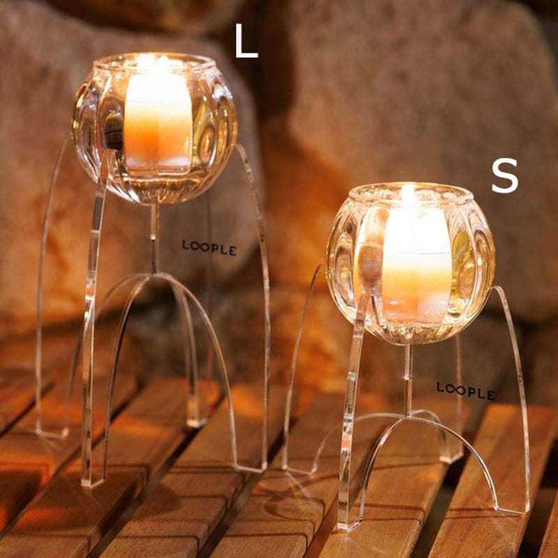 ベネチアングラス　キャンドルスタンド キャンドルグラスとスタンドセット クリア L 高さ19cm | YourStyleWedding