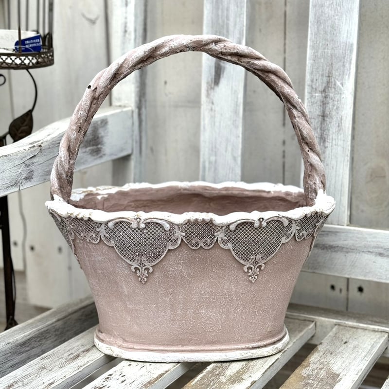 ローズレースバスケット アイボリー/ブルー/ピンク | プチフルール