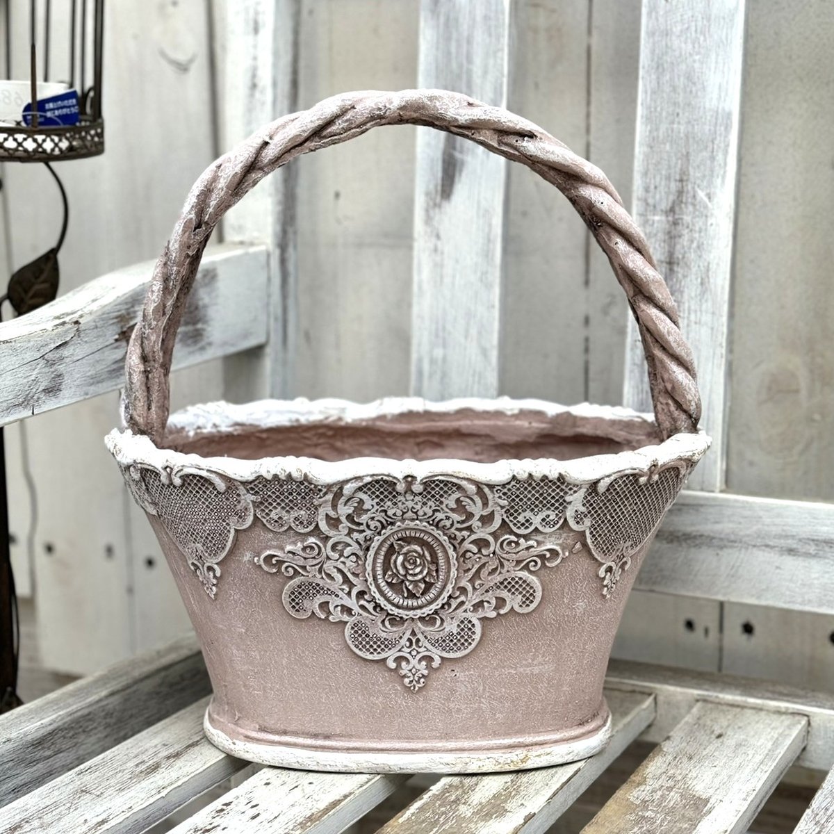 ローズレースバスケット アイボリー/ブルー/ピンク | プチフルール