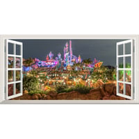 絵画風 壁紙ポスター (はがせるシール式) -窓の景色- ディズニーシー 【窓仕様／トリックアート】 DNS-003MS1 (パノラマS版 1152mm×576mm)
