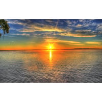 絵画風 壁紙ポスター (はがせるシール式) 日の出 湖 ウィスコンシン州 絶景 神秘 癒し パワー 瞑想 キャラクロ SSRS-003W1 (ワイド版 921mm×576mm)