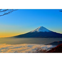 絵画風 壁紙ポスター (はがせるシール式) 天晴れの富士山と雲海 富士山 ふじやま 開運 パワースポット キャラクロ FJS-001A1 (A1版 830mm×585mm)