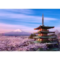絵画風 壁紙ポスター (はがせるシール式) 桜富士 新倉山浅間公園