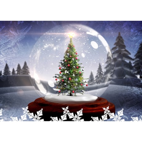 絵画風 壁紙ポスター (はがせるシール式) クリスマスツリー オブジェ X'mas ホワイトクリスマス 雪 キャラクロ XMS-002A2 (A2版 594mm×420mm)