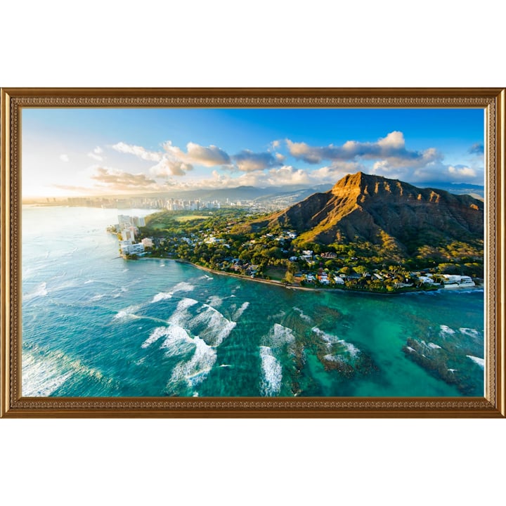 絵画 ダイヤモンドヘッド ハワイ 絵画風 壁紙ポスター (はがせるシール式) 夕暮れのダイヤモンド