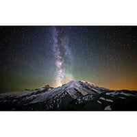絵画風 壁紙ポスター (はがせるシール式) 天の川銀河 雪山 ミルキーウェイ 恒星 天体 ギャラクシー 神秘 キャラクロ GLXY-006W1 (ワイド版 921mm×576mm)