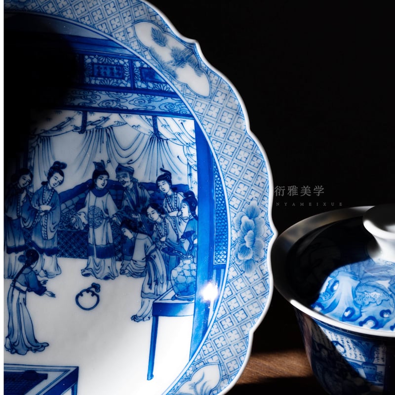 中国古代四大名著「紅楼夢」の宝玉摔玉急須承り（茶盤）：伝統的な古画