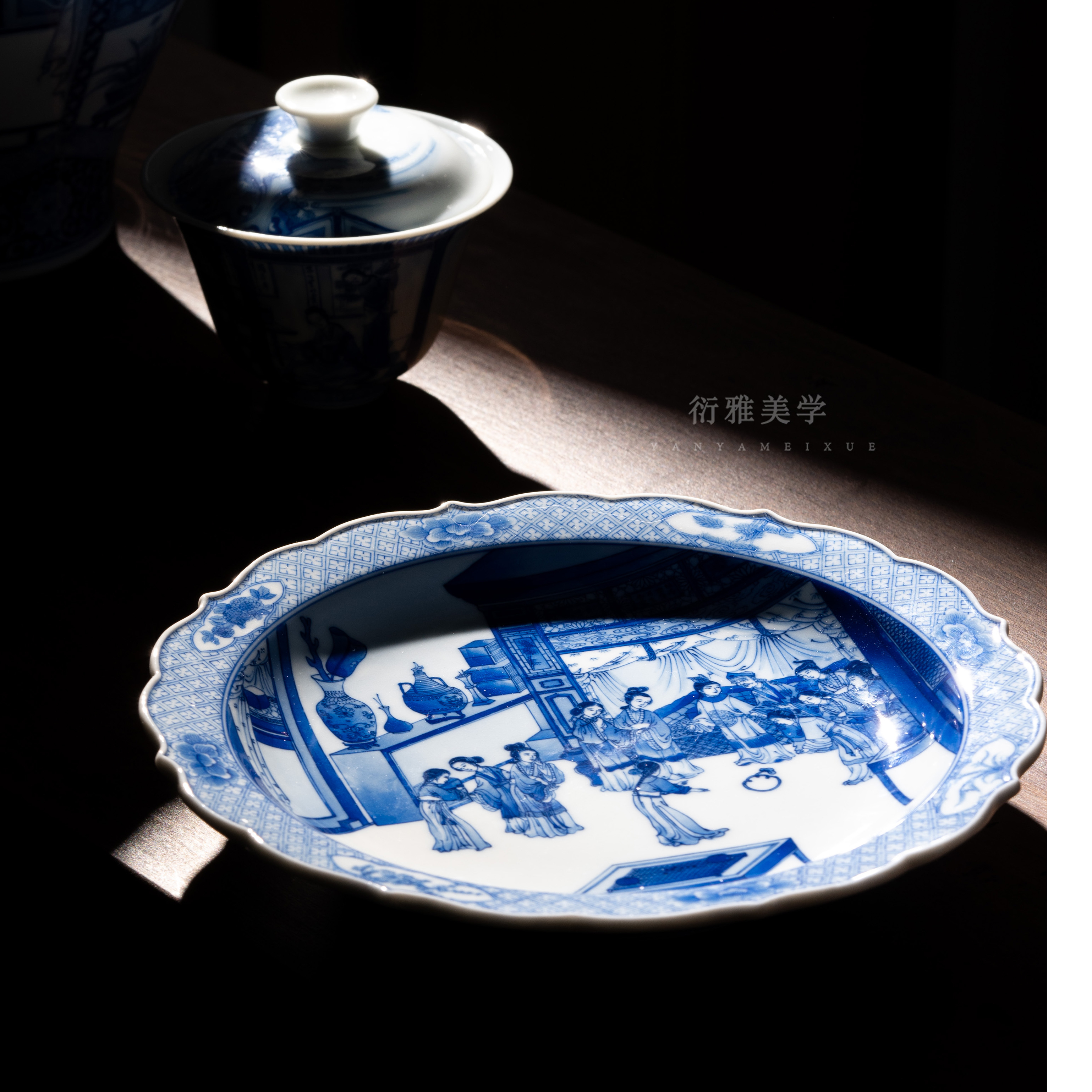 中国古代四大名著「紅楼夢」の宝玉摔玉急須承り（茶盤）：伝統的な古画
