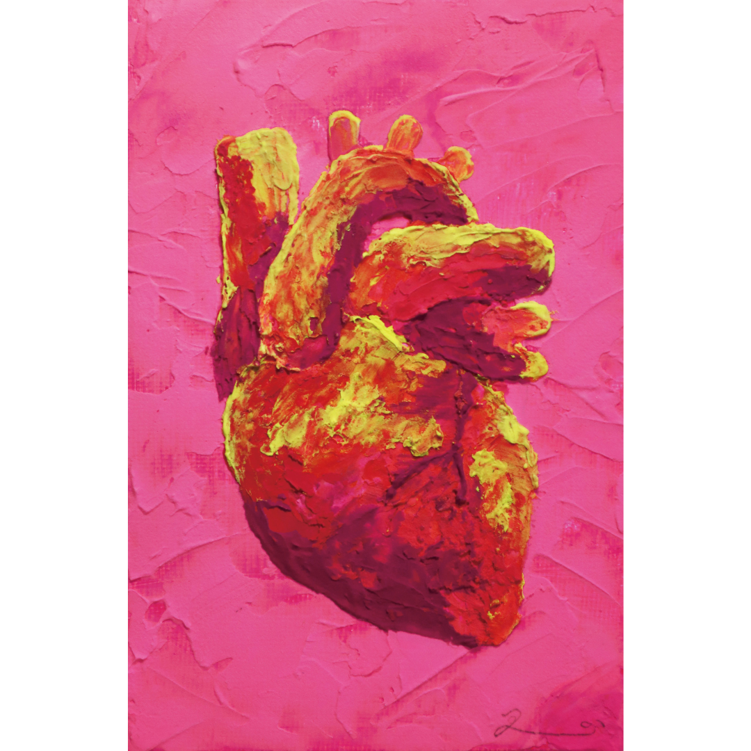 心臓と足の骨の油彩画 心臓と足の骨の油彩画