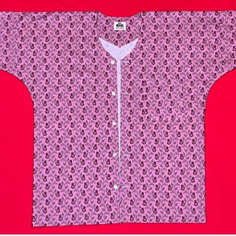 049 岡山 桃太郎 鯉口シャツ サイズ XL（特大）シーチング生地 USA生地 花柄 小花 フラワー くすみピンク