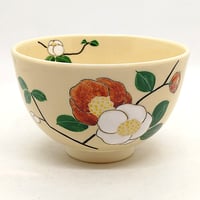 紅白椿抹茶碗