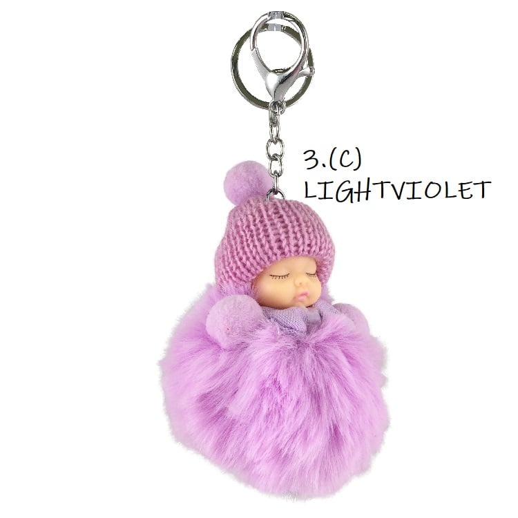 T74.[キーホルダー]ふわふわ ボンボン 赤ちゃん チャーム(C)アソート