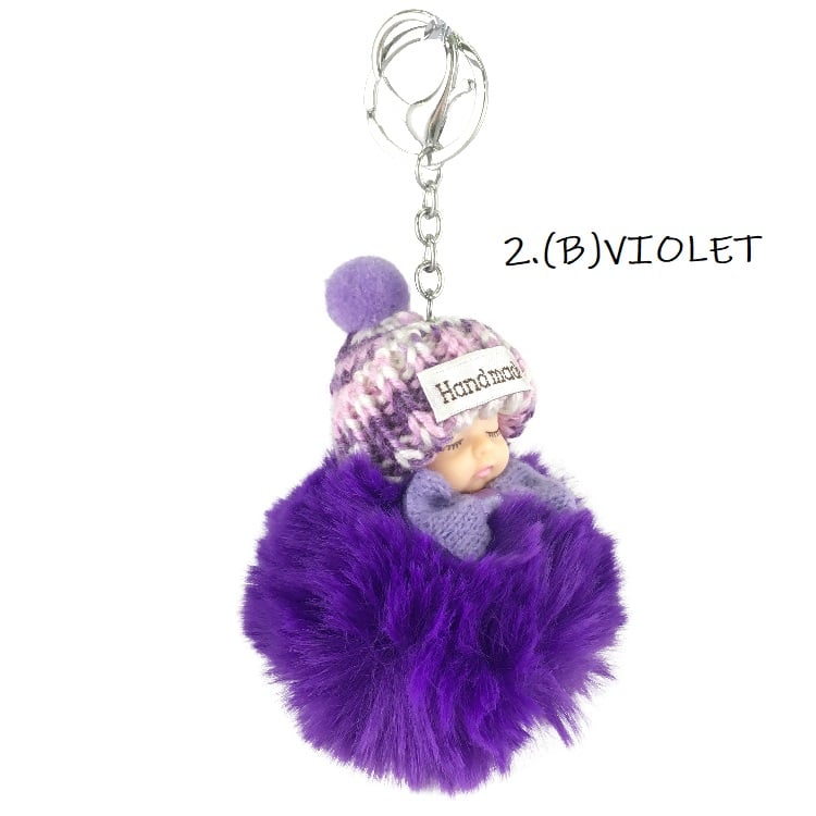 T68.[キーホルダー]ふわふわ ボンボン 赤ちゃん チャーム(B